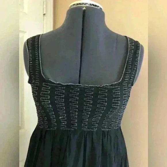 MAX STUDIO FESTIVAL EMBROIDERED BLACK WHITE SUMMER DRESS WOMEN M - Picture 3 of 7